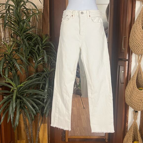 Levi’s Wedgie Straight Jeans 27 White | Y2K High Rise Raw Hem Ankle Denim Pants - Picture 14 of 15